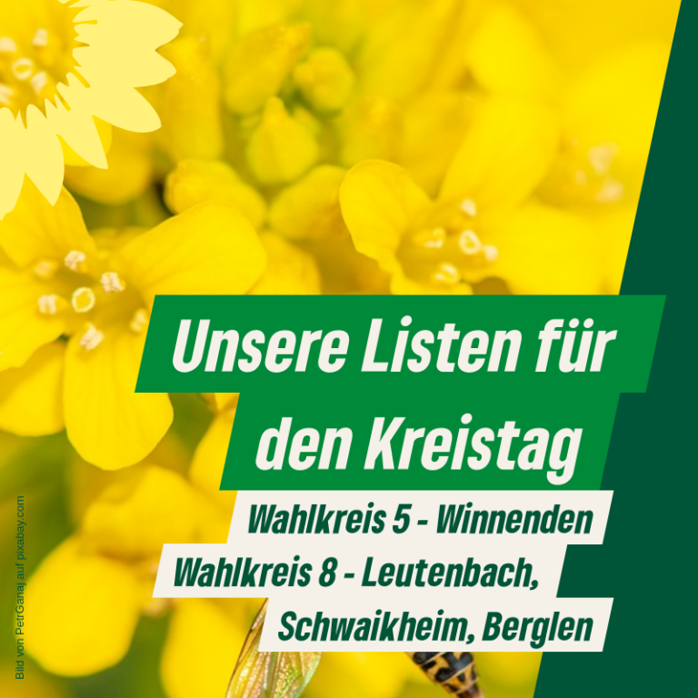 Unsere Listen für den Kreistag im Wahlkreis 5 – Winnenden und Wahlkreis 8 – Leutenbach, Schwaikheim, Berglen