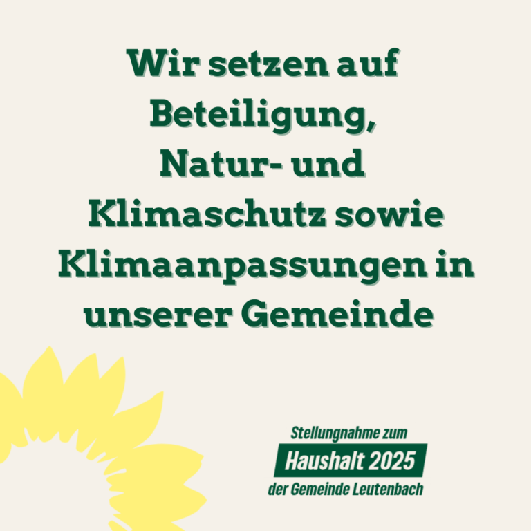 Stellungnahme zum Haushalt 2025 der Gemeinde Leutenbach